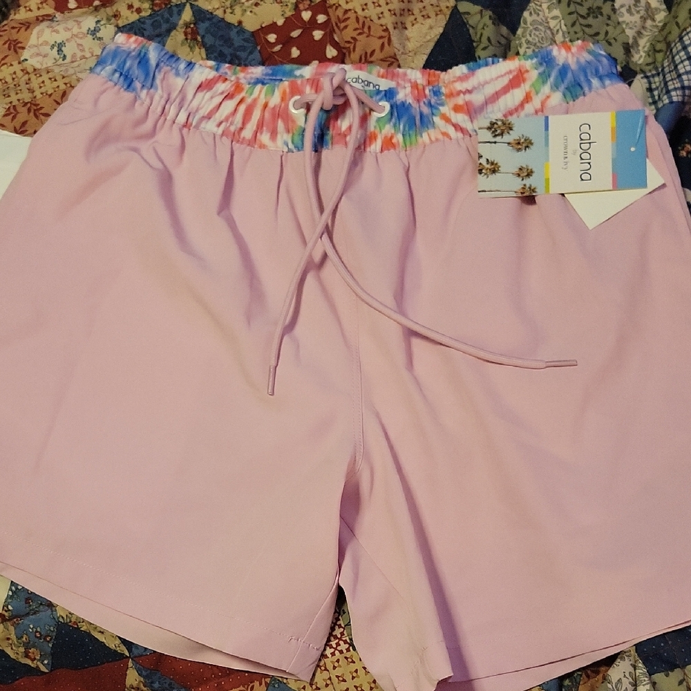 Cabana Life Pink Athletic Shorts with Tie-Dye Waistband